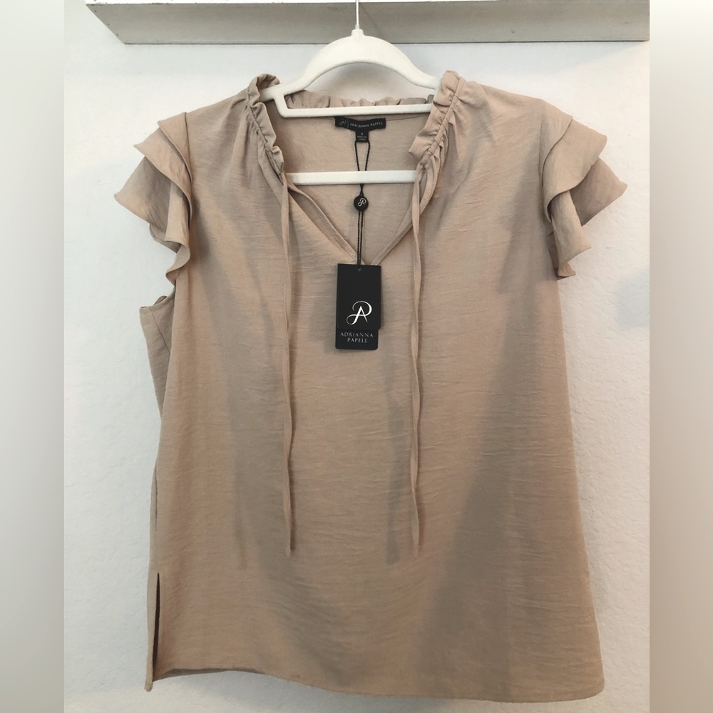 Adrianna Papell Tie Neck w/Layered Ruffles